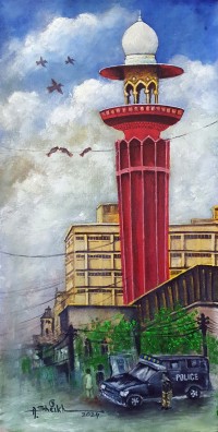 Anwer Sheikh, 12 x 24 Inch, Acrylic on Canvas, Cityscape Painting, AC-ANS-081